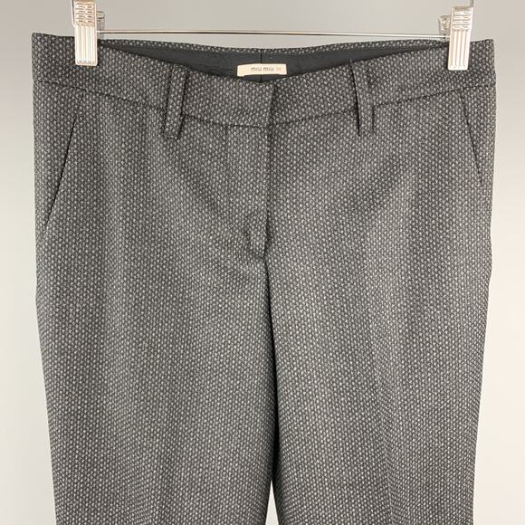 MIU MIU Size 2 Grey Houndstooth Wool Dress Pants - Picture 2 of 5